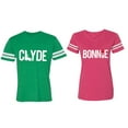 thumbnail image 1 of Clyde Bonnie Matching Couple Cotton Jerseys (Men Green / Women Pink) (Men XL / Women M), 1 of 3