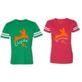 thumbnail image 1 of Clyde Bonnie Matching Couple Cotton Jerseys (Men Green / Women Red) (Men L / Women XL), 1 of 3