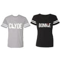 thumbnail image 1 of Clyde Bonnie Matching Couple Cotton Jerseys (Men Heather / Women Black) (Men L / Women XL), 1 of 3