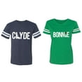 thumbnail image 1 of Clyde Bonnie Matching Couple Cotton Jerseys (Men Navy / Women Green) (Men L / Women XXL), 1 of 3