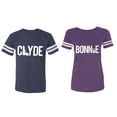 thumbnail image 1 of Clyde Bonnie Matching Couple Cotton Jerseys (Men Navy / Women Purple) (Men XXL / Women L), 1 of 3