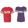 thumbnail image 1 of Clyde Bonnie Matching Couple Cotton Jerseys (Men Red / Women Purple) (Men XXL / Women XL), 1 of 3