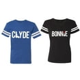 thumbnail image 1 of Clyde Bonnie Matching Couple Cotton Jerseys (Men Royal / Women Black) (Men L / Women S), 1 of 3