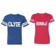 thumbnail image 1 of Clyde Bonnie Matching Couple Cotton Jerseys (Men Royal / Women Red) (Men XXL / Women M), 1 of 3