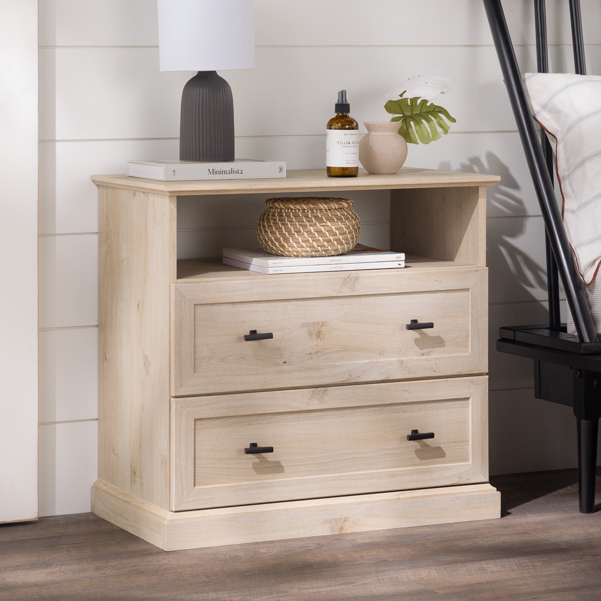 Walker Edison Chatham 2-Drawer Nightstand, White Oak Walker Edison Chatham 2-Drawer Nightstand, White Oak