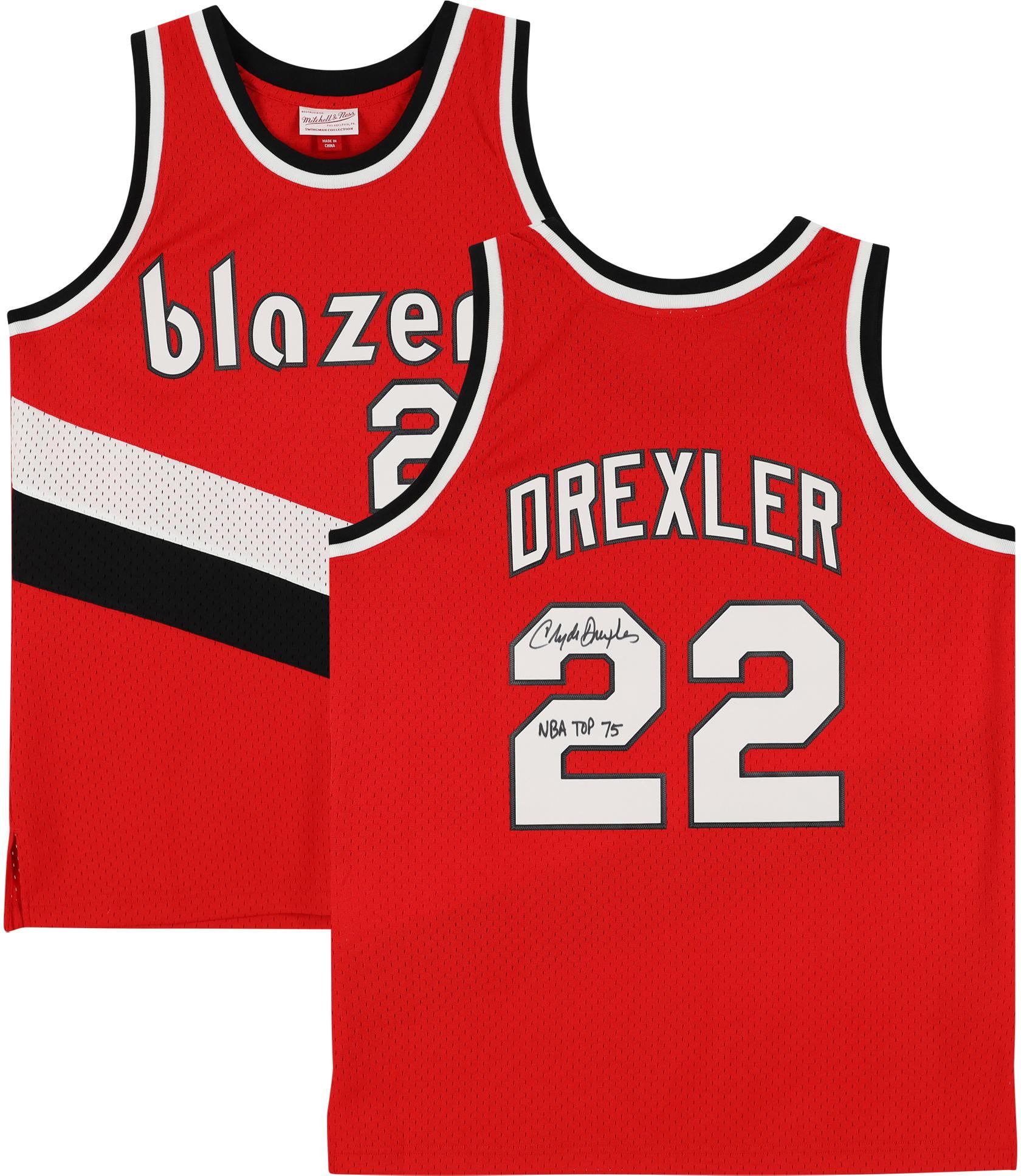 Clyde Drexler Portland Trail Blazers Autographed Red