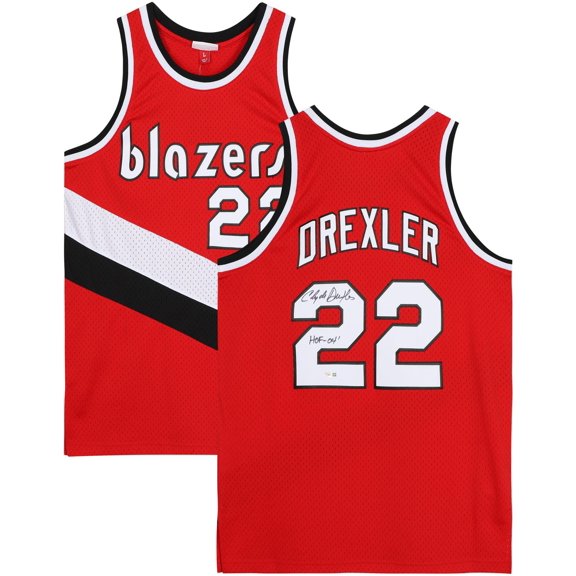 Clyde Drexler Portland Trail Blazers Autographed Red Mitchell and Ness Swingman Jersey with "HOF 04" Inscription - Fanatics Authentic Certified