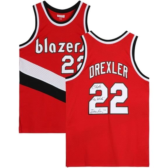 Clyde Drexler Portland Trail Blazers Autographed Red Mitchell and Ness Swingman Jersey with "The Glide" Inscription - Fanatics Authentic Certified