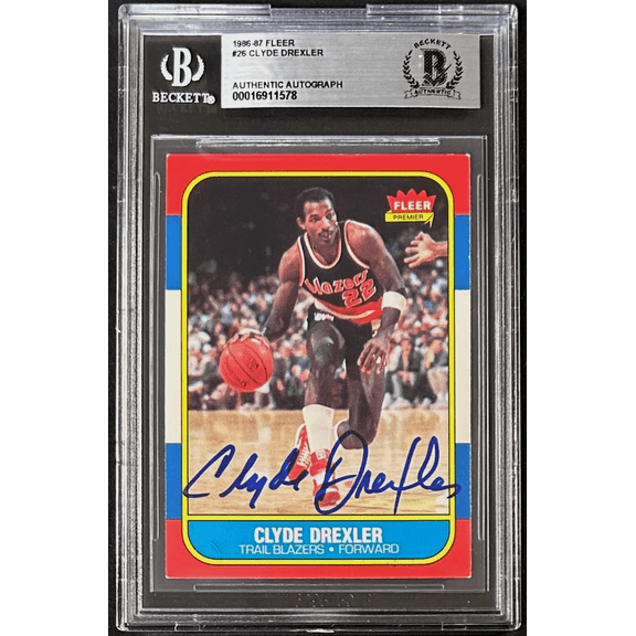 Clyde Drexler Signed Autographed 1986-87 Fleer Card #26 Beckett 16911578