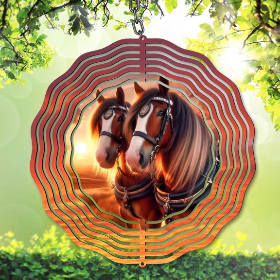 Clydesdale Horse Wind Spinner, Equestrian Garden Decor, Sunset Yard Art, Outdoor Metal Kinetic Spinner, Unique Horse Lover Gift