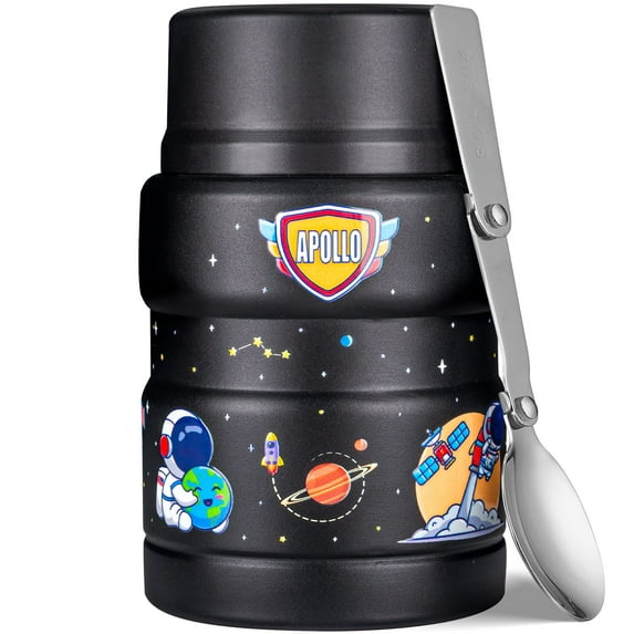 Clytem 17oz Thermo for Hot Food, Insulated Lunch Food Container QB - Black Spaceman