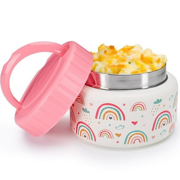 Clytem 8oz Thermo for Food Container, Thermo for Hot Food, Termo Para Comida Caliente TG- White Rainbow