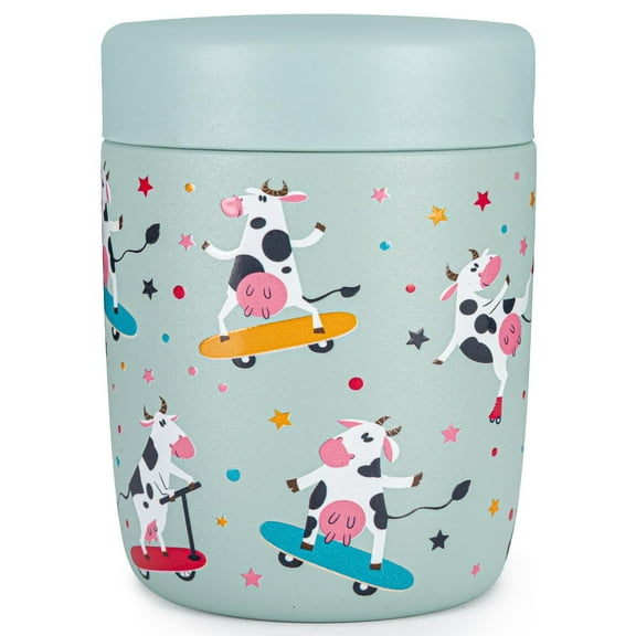 Clytem 8oz Thermo for Hot Food, Small Insulated Lunch Container XJ - Cyan Cow