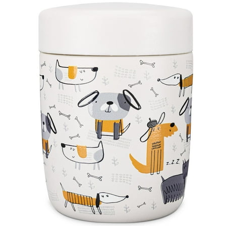 Clytem 8oz Thermo for Hot Food, Small Insulated Lunch Container XJ - White Dog