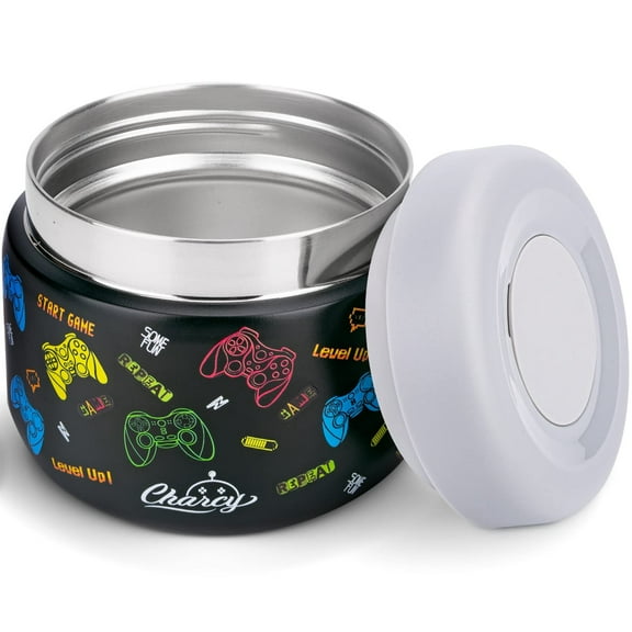 Clytem 9oz Thermo for Hot Food, Insulated Food Containter Soup Lunch Box KW - Black Game