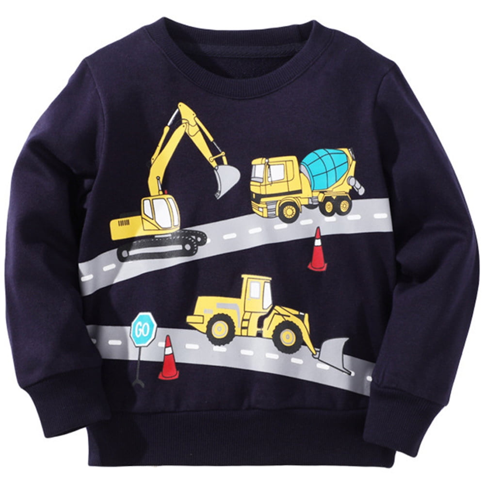 CmKid Toddler Boys Excavator Sweatshirts Cartoon Long Sleeve Tops 3T