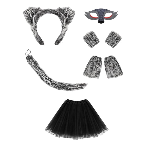 Cmafuca 4PCS Werewolf Costume Set, Realistic Wolf Mask, Gloves and Tail, Big Bad Wolf Costume for Adults
