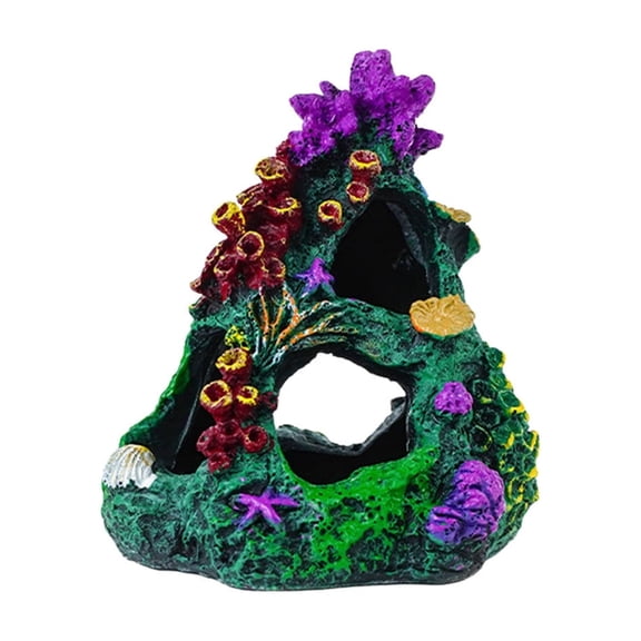 Cmafuca Aquarium Coral Reef Ornament, Resin Fish Tank Cave Hideout For Small Fish Shrimp, Natural Rock Breeding Decor For Turtle Aquatic Tank