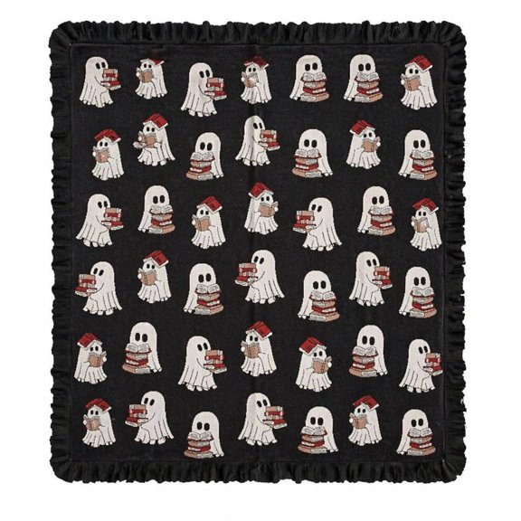 Cmafuca Black Ghost Reading Blanket With Exquisite Ruffle Decoration