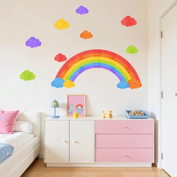 Cmafuca Cartoons Rainbows Colored Cloud Wall Sticker Background Wall For Home Living Room Bedroom Decoration Wall Sticker