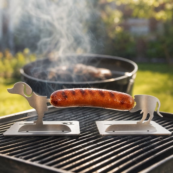 Cmafuca Cute Dog Shaped Sausage Stand Stainless Steel Portable Hot Dog Grill Rack For BBQ Camping Outdoor Cooking