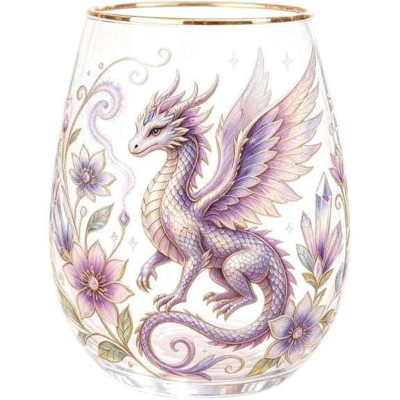 Cmafuca Edition 2026 Faerie Dragons Glass Tea Cup Mystical Florals Fantasys Mug Uniques Magics Fairies Gift