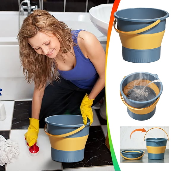 Cmafuca Folding Water Bucket Outdoor Fishing Bucket Car Mounted Travel Car Wash Bucket Household Portable Thickened Handheld Plastic Bucket