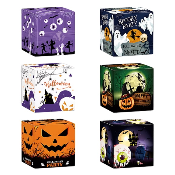 Cmafuca Halloween Gift Boxes 6 Pack, 2.7 Inch Treat Boxes With Lids, Cute Pumpkin Ghost Party Favors For Kids Candy Snack Table Decor