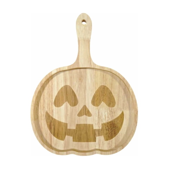 Cmafuca Halloween Wooden Pumpkin Tray Serving Platter Decorative Snack Candy Fruit Holders Gothic Party Table Centerpiece Home Kitchen Decor
