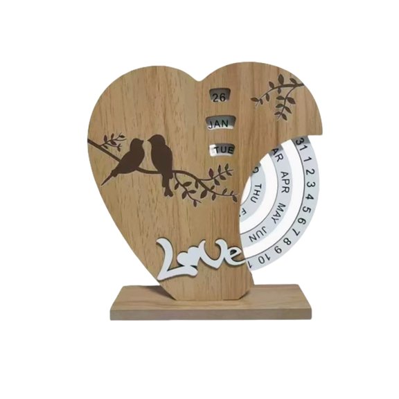 Cmafuca Heart Shaped Perpetual Desk Calendar Manual Rotatable Forever Table Calendar Elegant Desktop Decor Ornament For Home Office Study Table Display Meaningful Gift