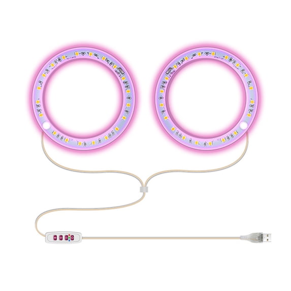Cmafuca LED Grow Light Full Spectrum, Indoor Plant Lamp with Timer, 3.5 Inch USB Ring Light for Succulents Herbs Desk Shelf