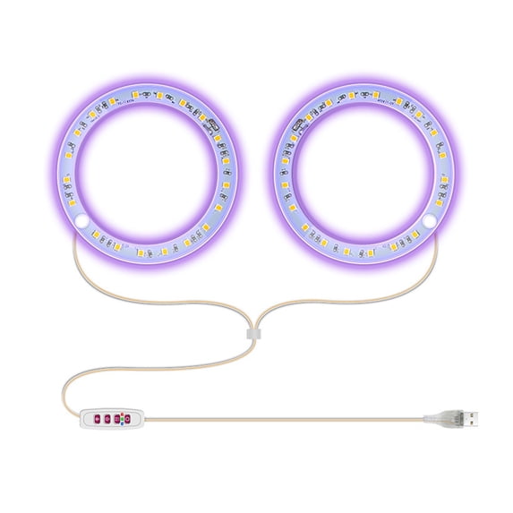 Cmafuca LED Grow Light Full Spectrum, Indoor Plant Lamp with Timer, 3.5 Inch USB Ring Light for Succulents Herbs Desk Shelf