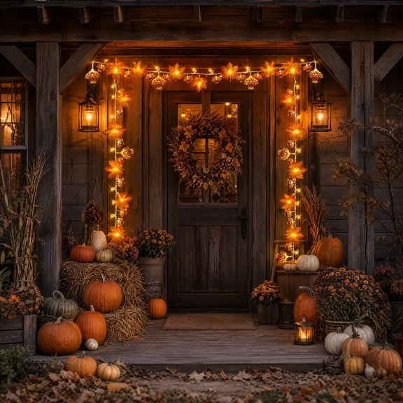 Cmafuca LED Maple Leaf And Turkey String Lights Thanksgiving And Halloween Party Decorations Fall Home Decor