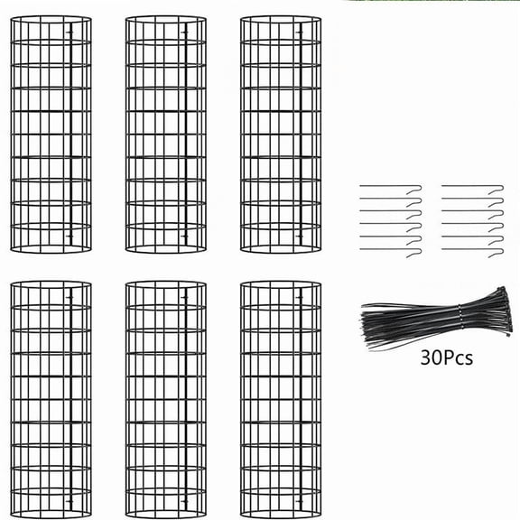 Cmafuca Metal Tree Trunk Protector 6 Pack 16.5 x 13.4 Inch Mesh Bark Guard with Zipper and Metal Stake Deer Animal Protection for Young Trees Garden Yard