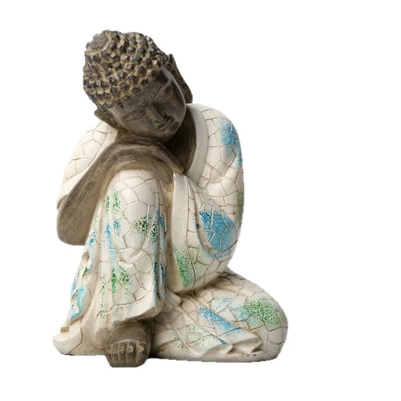 Cmafuca Reclining Buddha Statue For Garden Decor Sleeping Resin Figurine For Outdoor Yard Patio Peaceful Asian Decor For Entryway Rockery Space