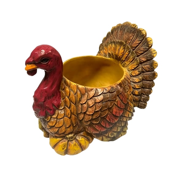 Cmafuca Turkey Planter 5.8 x 5 in, Thanksgiving Turkey Flower Pot with Drainage Holes, Resin Fall Harvest Planter for Succulents Herbs, Indoor Outdoor Patio Table Decor