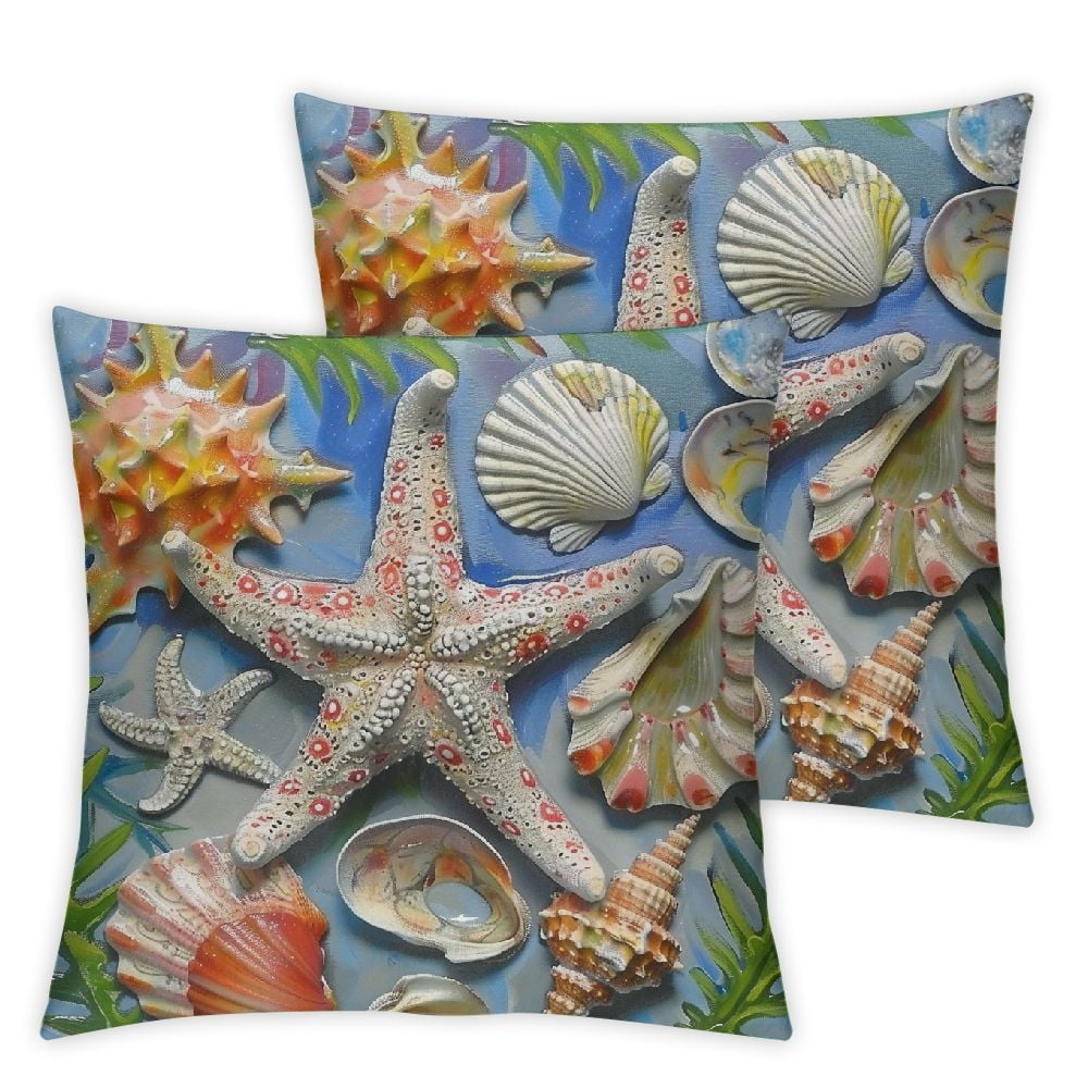 Cmefzd Animal Throw Pillow Cover Aesthetic Oil Paint Ocean Starfish ...