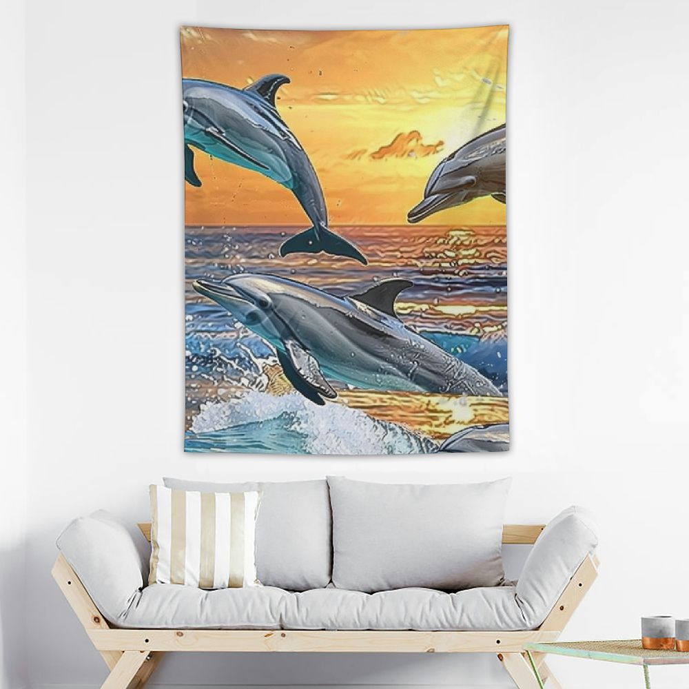 Cmefzd Beach Bathroom Decor Wall Art Dolphin Sunrise Pictures Wall