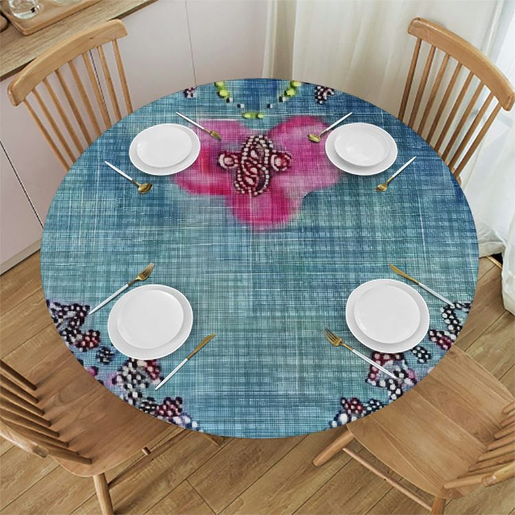 Cmefzd Blue Round Tablecloth, Exotic Printed Tablecloth Personalized