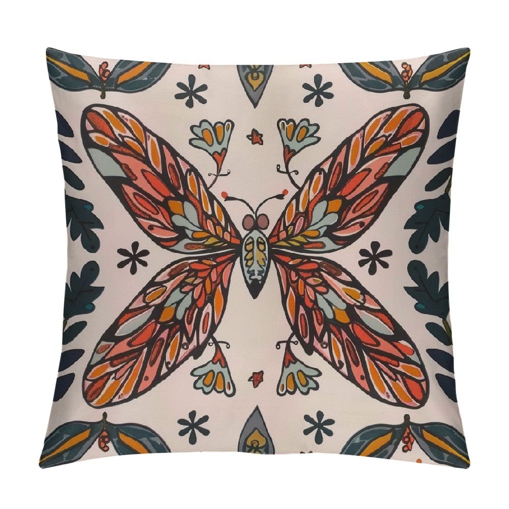 Cmefzd Butterfly Throw Pillow Covers Square Regular Bohemian Leaves