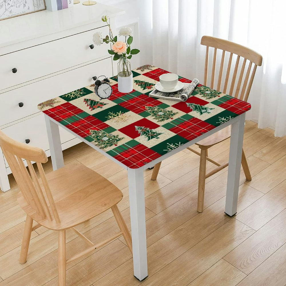 Cmefzd Christmas Square Tablecloth,stitching texture christmas tree