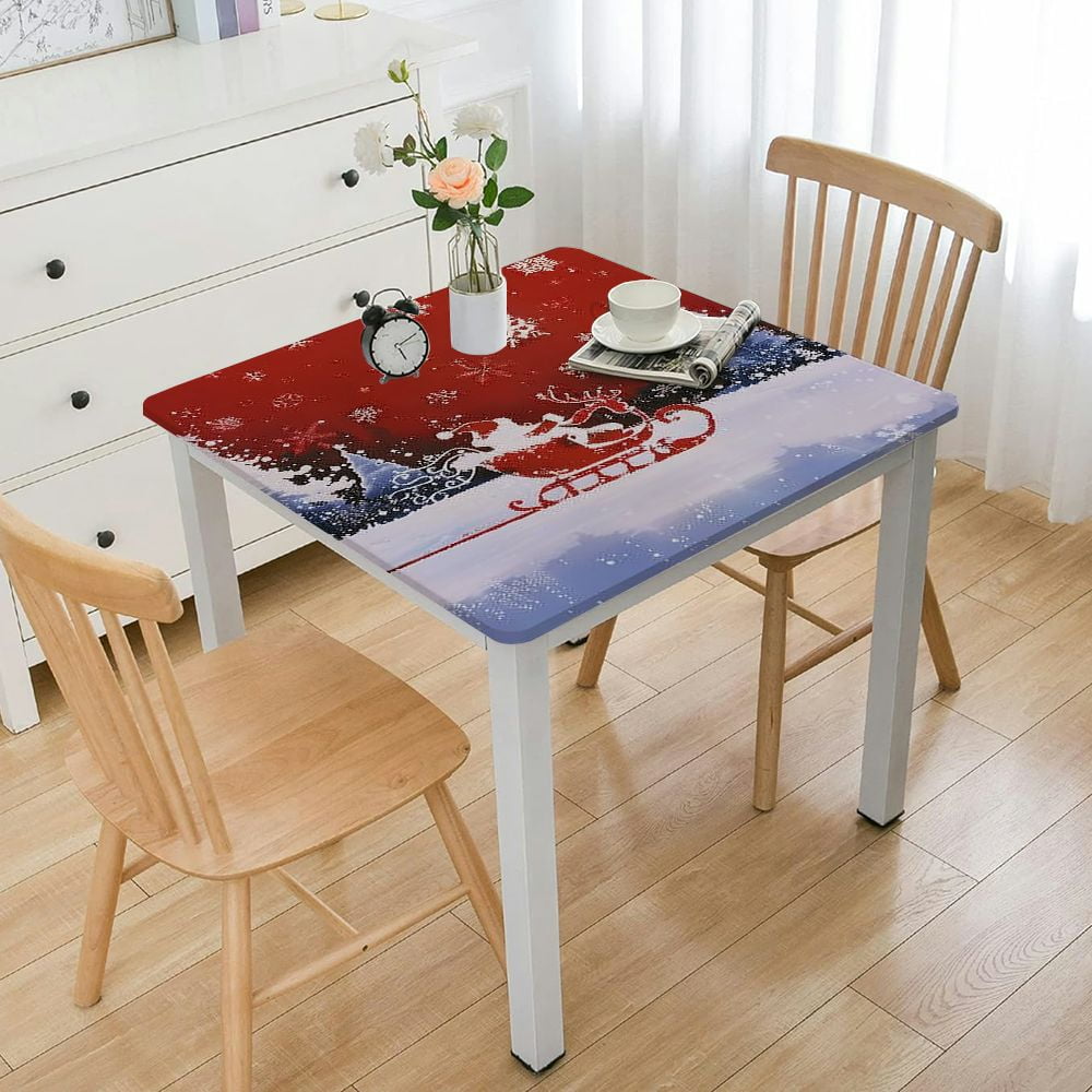 Cmefzd Christmas Tablecloth, Red Table Cloth, Xmas Tree Deer Waterproof