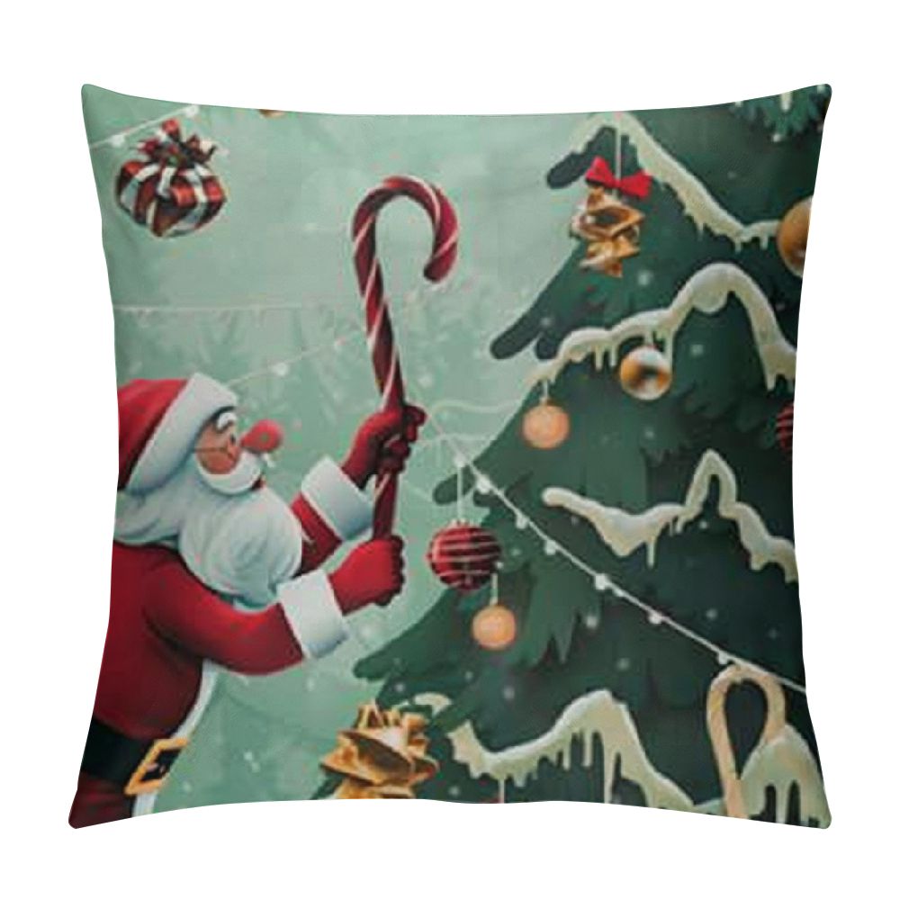 Cmefzd Decorative Square Throw Pillow Covers,Tree Scandinavian Gnomes