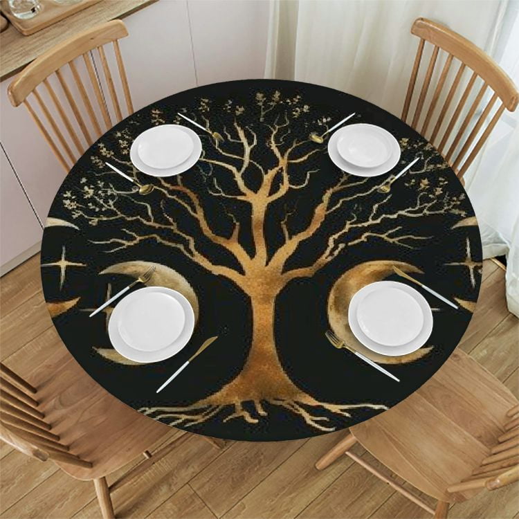 Cmefzd Triple Moon Goddess Wiccan Tree Life Tablecloths for Round