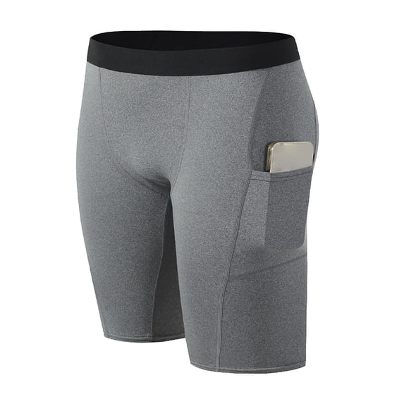 Cmfcv Men’s Compression Shorts with Phone Pocket Quick Dry Athletic Workout Running Underwear Summer Slim Fit Basic Shorts