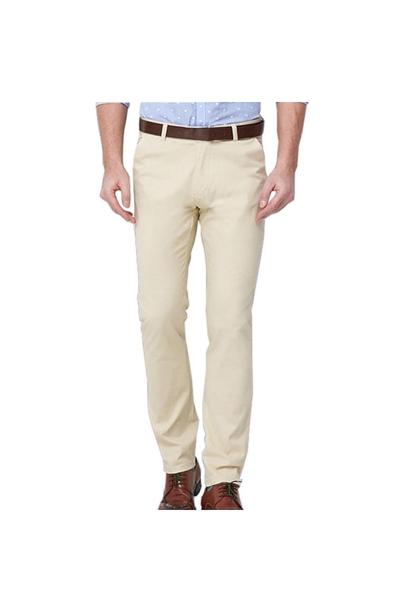 Men's Flat Front Chino Pants Straight Fit Wrinkle Resistant Business Trousers Classic Casual Wrinkle-Resistant Trousers with Belt Loops