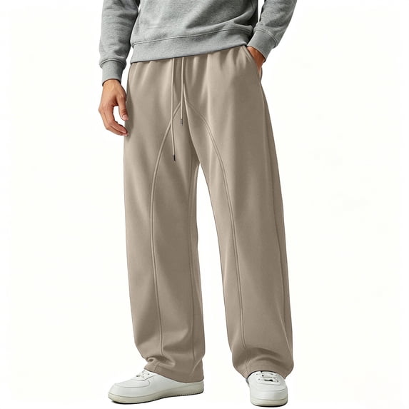 Cmfcv Men's Sweatpants Wide Leg Casual Pants Drawstring Waist Relaxed Fit Trousers with Pockets