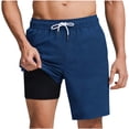 thumbnail image 1 of Cmfcv Men's Swim Trunks Trendy Summer Swim Shorts with Compression Liner Quick Dry Print Swim Suits Drawstring Elastic Waist Board Shorts with Pockets, 1 of 6