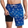 thumbnail image 1 of Cmfcv Men's Swim Trunks Trendy Summer Swim Shorts with Compression Liner Quick Dry Print Swim Suits Drawstring Elastic Waist Board Shorts with Pockets, 1 of 6