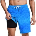 thumbnail image 1 of Cmfcv Men's Swim Trunks Trendy Summer Swim Shorts with Compression Liner Quick Dry Print Swim Suits Drawstring Elastic Waist Board Shorts with Pockets, 1 of 6
